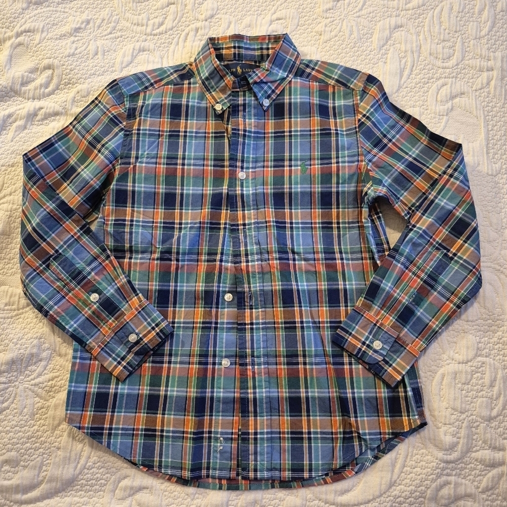 Ralph Lauren boys size 6 long sleeve plaid button down shirt NWOT